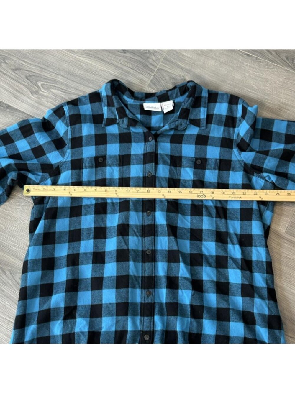 The Vermont Country Store Shirt Womens XL Blue Plaid Flannel Button Up Casual - Picture 8 of 11